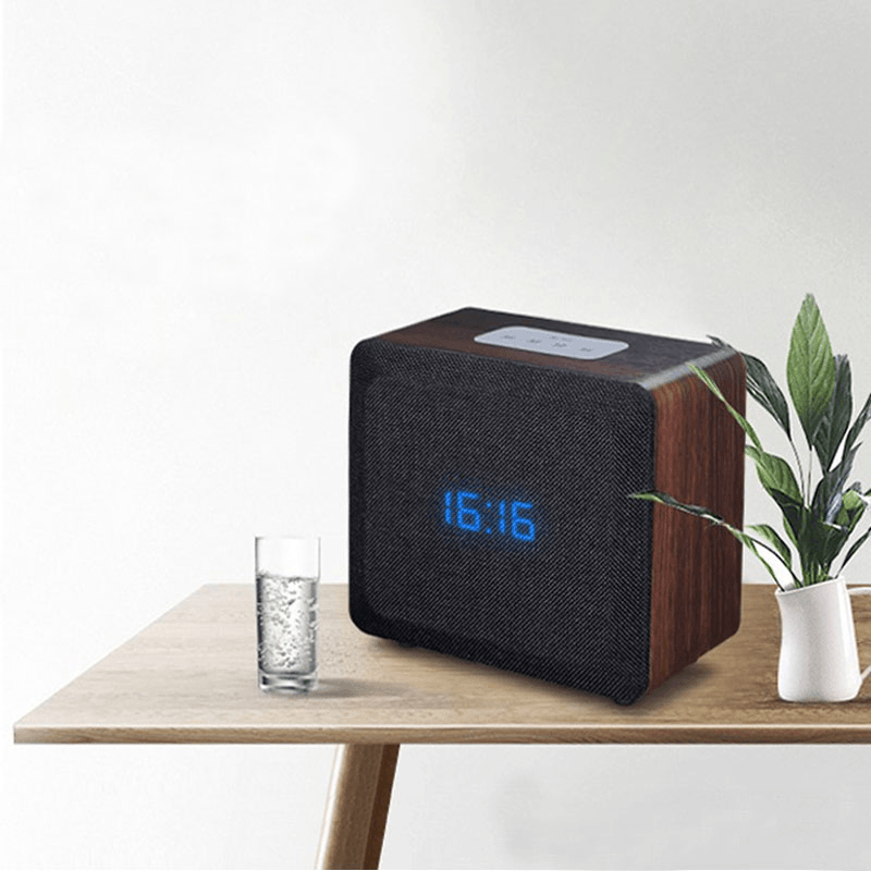 Wireless Bluetooth Speaker Alarm Clock Wooden Home Retro Radio Timebox LED Digital Table Music Clock - MRSLM