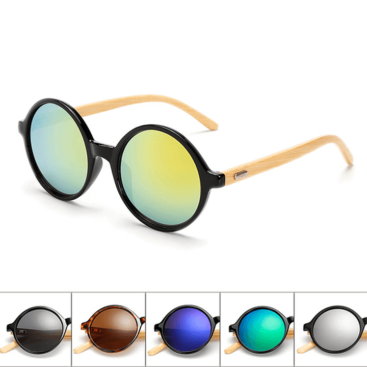 Unisex Vintage Retro round UV400 Sun Glassess Handmade Bamboo Leg Shades Eyewear Glasses - MRSLM