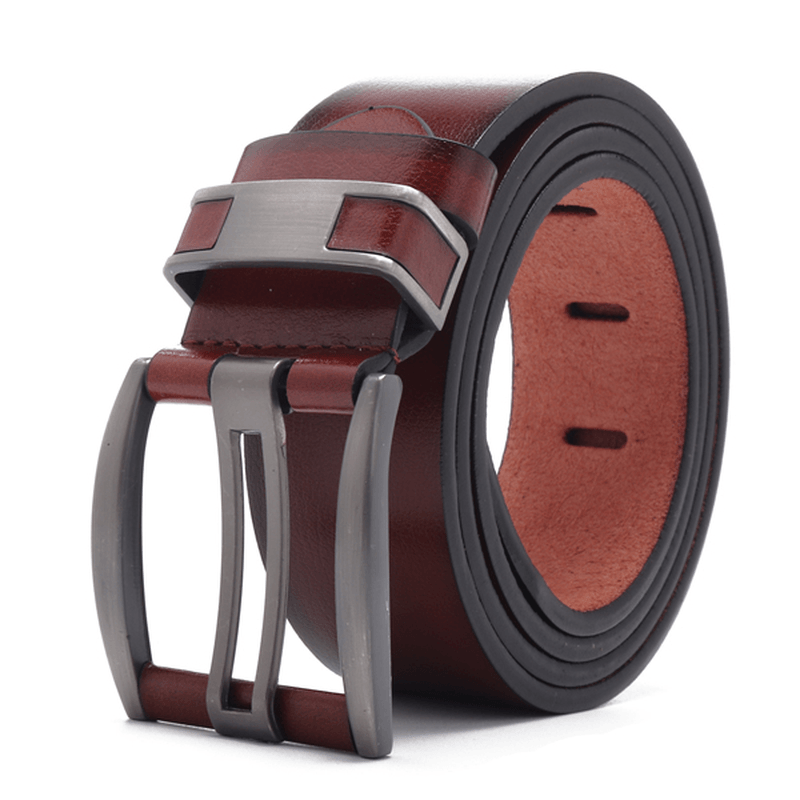 108CM Business Alloy Buckle Leather Belt Plain Waistband - MRSLM