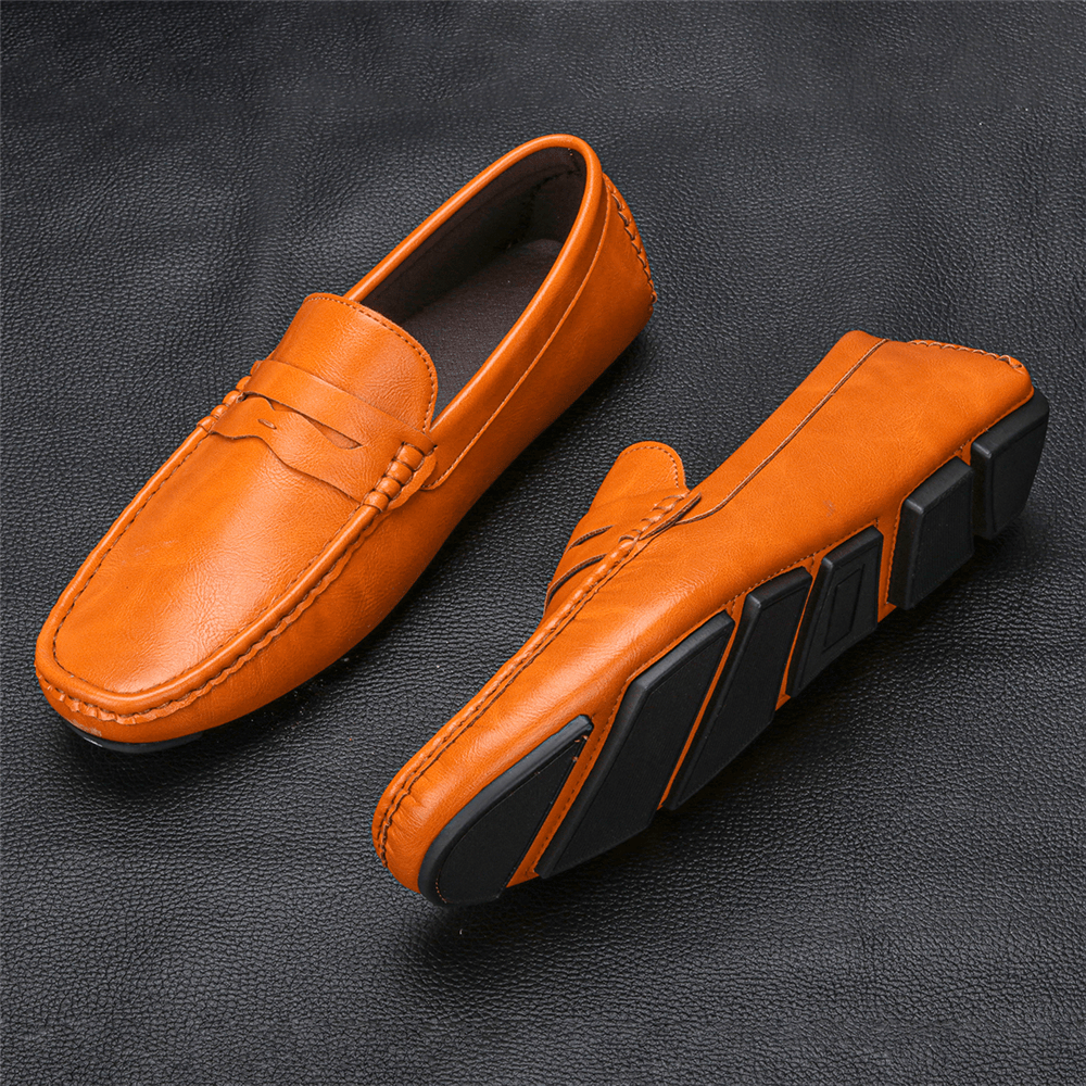 Men Microfiber Leather Breathable Soft Sole Slip on Comfy Vintage Casual Driving Shoes - MRSLM