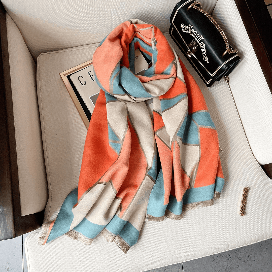 New Color-Blocking Warm with Double-Sided Imitation Cashmere Scarf - MRSLM