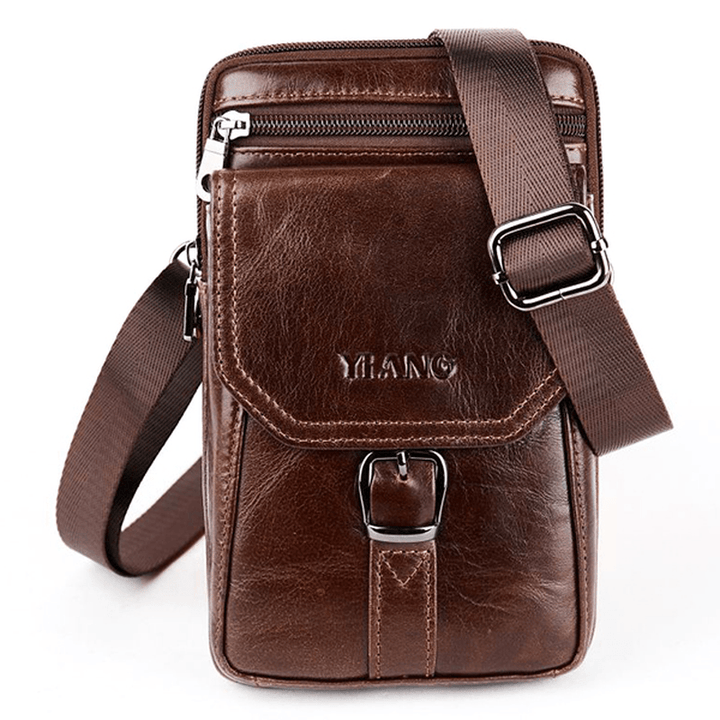 Men Genuine Leather Personalized 5.5 Inches Phone Bag - MRSLM