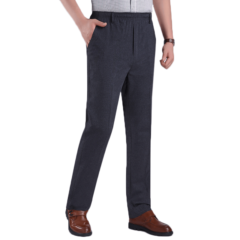 Men'S Summer Thin Elastic High Waist Deep Suit Pants - MRSLM