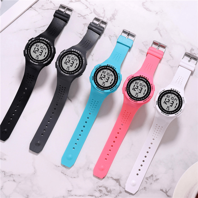 SYNOKE 9616 EL Display Silicone Strap Sport Watch 3ATM Waterproof Alarm Student Digital Watch - MRSLM