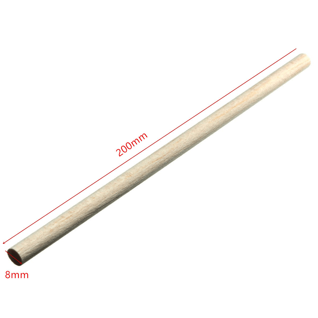 10Pcs 200Mmx8Mm round Natural Wood Stick Wooden Dowel Rod for DIY Crafts Model - MRSLM