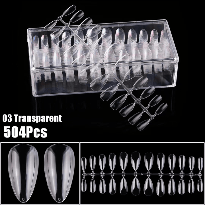 504Pcs Almond Nail Mold Dual-Use Foldable Non-Marking Nail Tips - MRSLM