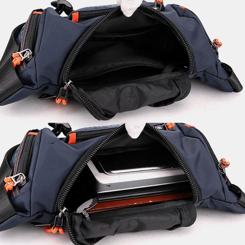 Men Waterproof Outdoor Headphone Plug Crossbody Bag Chest Bag Sling Bag - MRSLM