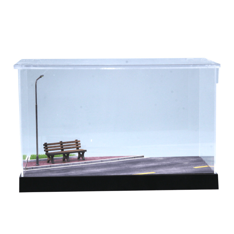 Car Model Parking Lot Dust Cover Acrylic Display Box with Light - MRSLM