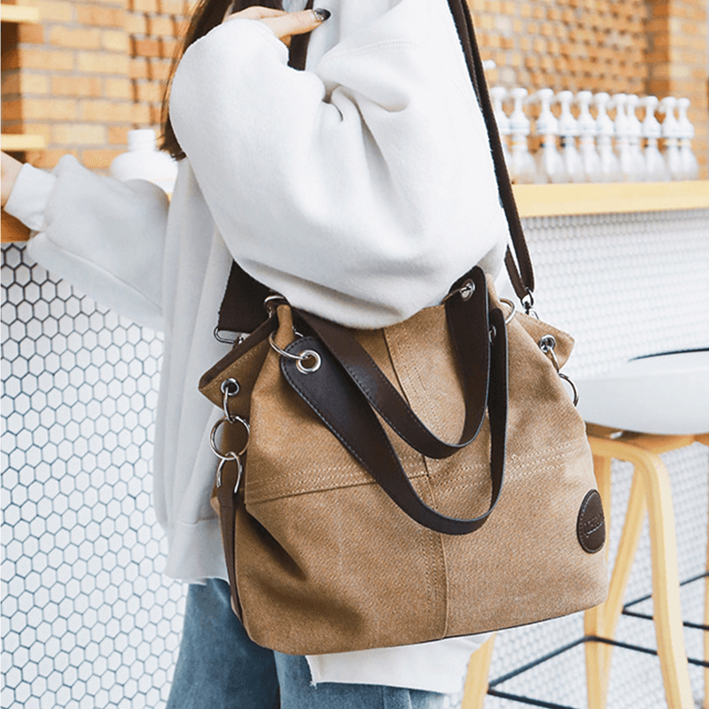 Women Casual Canvas Multi-Carry Handbag Shoulder Bag - MRSLM