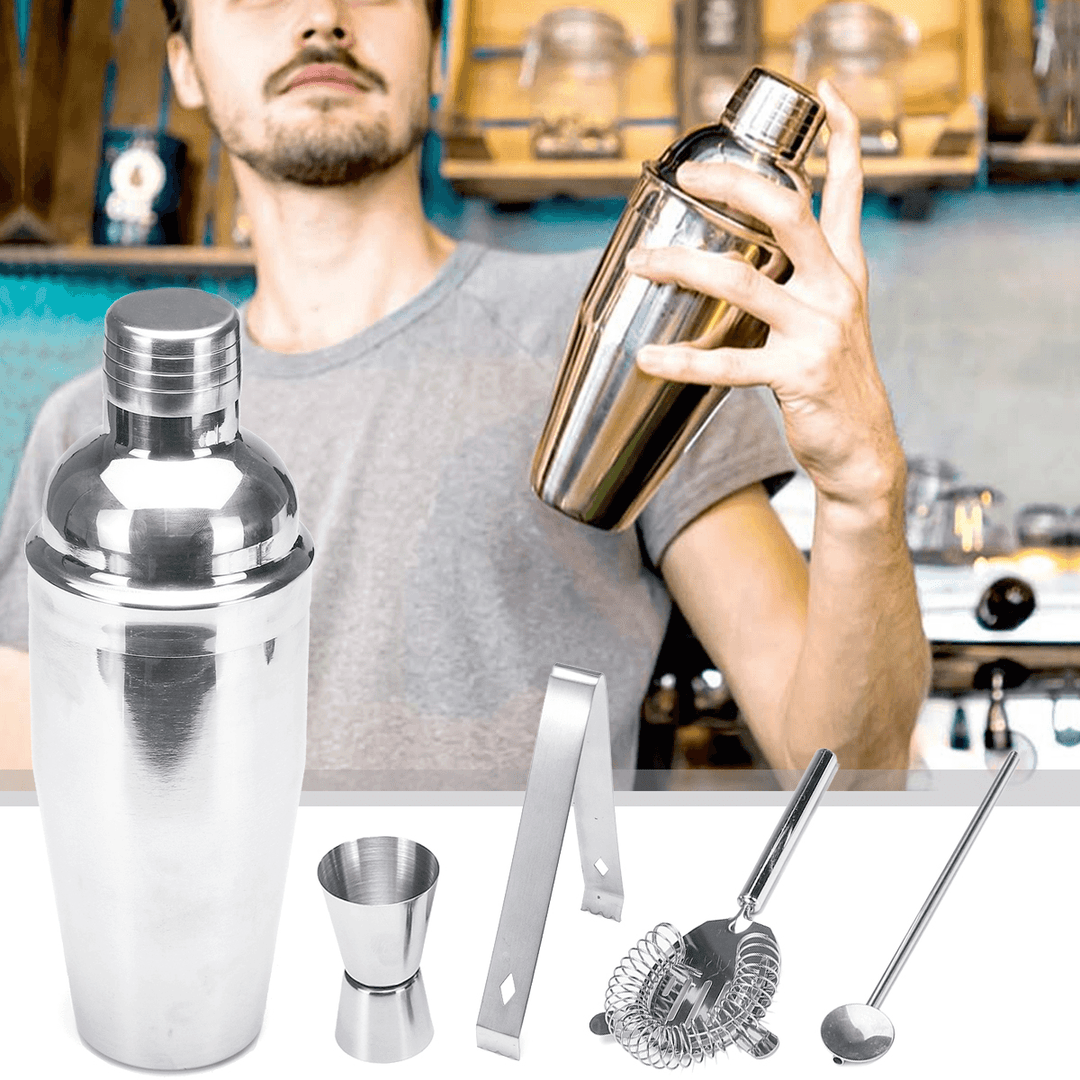 Stainless Steel Cocktail Shaker Mixer Drink Bartender Martini Tools Bar Set Kit - MRSLM