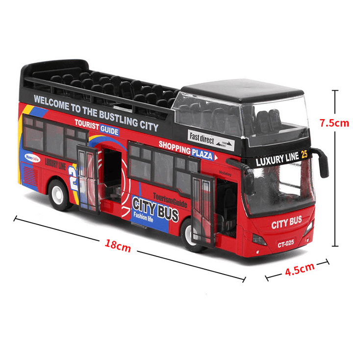 Urban Double-Decker Top Bus Bus Toy Sound and Light Pull Back Children'S Car - MRSLM