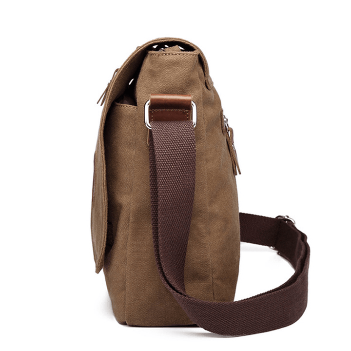 Men Canvas Shoulder Bag Casual Messenger Bag Retro Laptop Bag - MRSLM