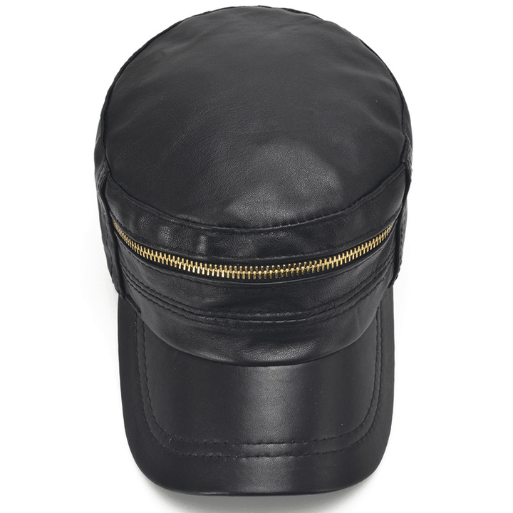 Single-Leather Thin Casual Shopping Flat Top Hat - MRSLM