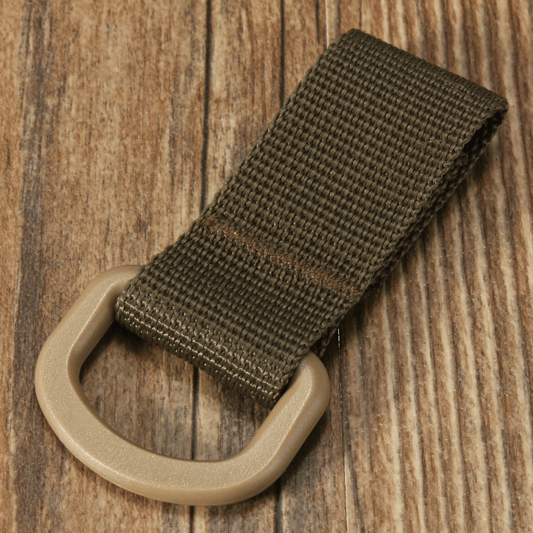 Military Tactical Carabiner Nylon Strap Buckle Hook Belt Hanging Keychain D-Shaped Ring Molle System - MRSLM