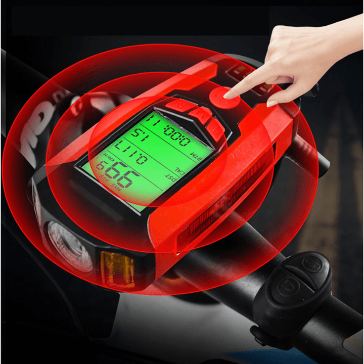 BIKIGHT 3-In-1 350LM COB Bike Light + USB Horn Lamp + Speed Meter LCD Screen 5-Modes Waterproof Bicycle Headlight with Horn - MRSLM