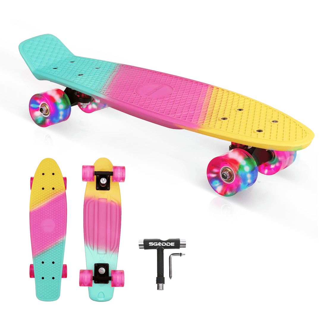 23Inch Kids Skateboard Flashing Four-Wheel Longboard Children Mini Cruiser Scooter Max Load 50Kg - MRSLM