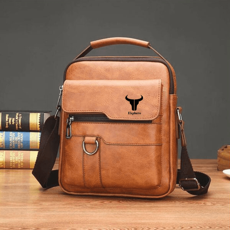 Ekphero Men Faux Leather Vintage Business Bag Messenger Bag Crossbody Bag Office Work - MRSLM