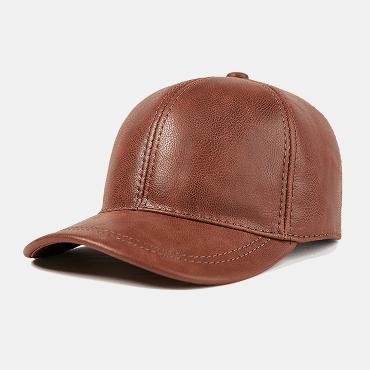 Men'S Genuine Cowhide Leather Hat Outdoor Casual Top Layer Cowhide Baseball Cap - MRSLM