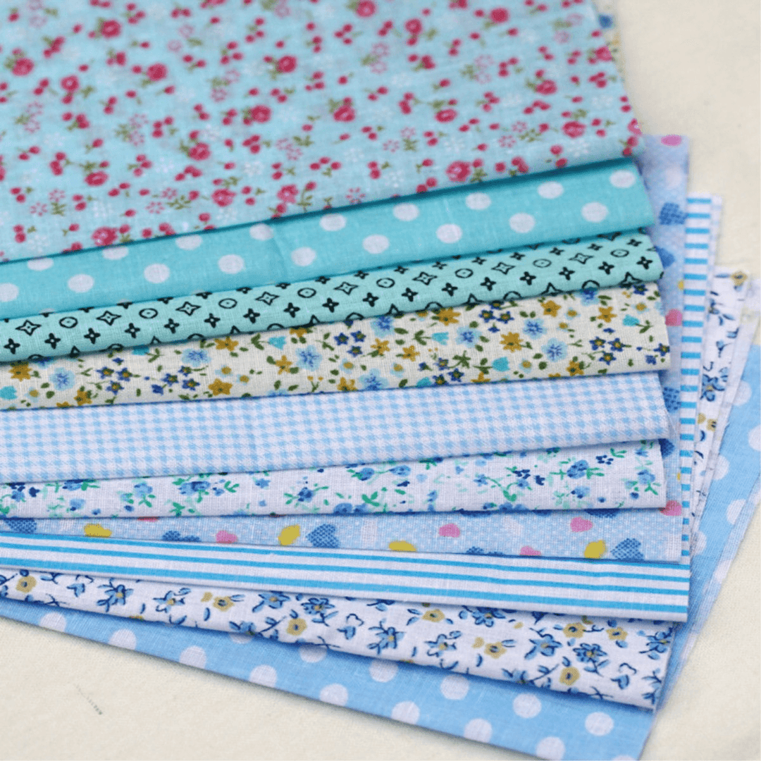 5Pcs/Set 19.7'' Series Fabric Cotton Bundles Fat Quarters Polycotton Material Florals Gingham Spots Non Woven Fabric - MRSLM