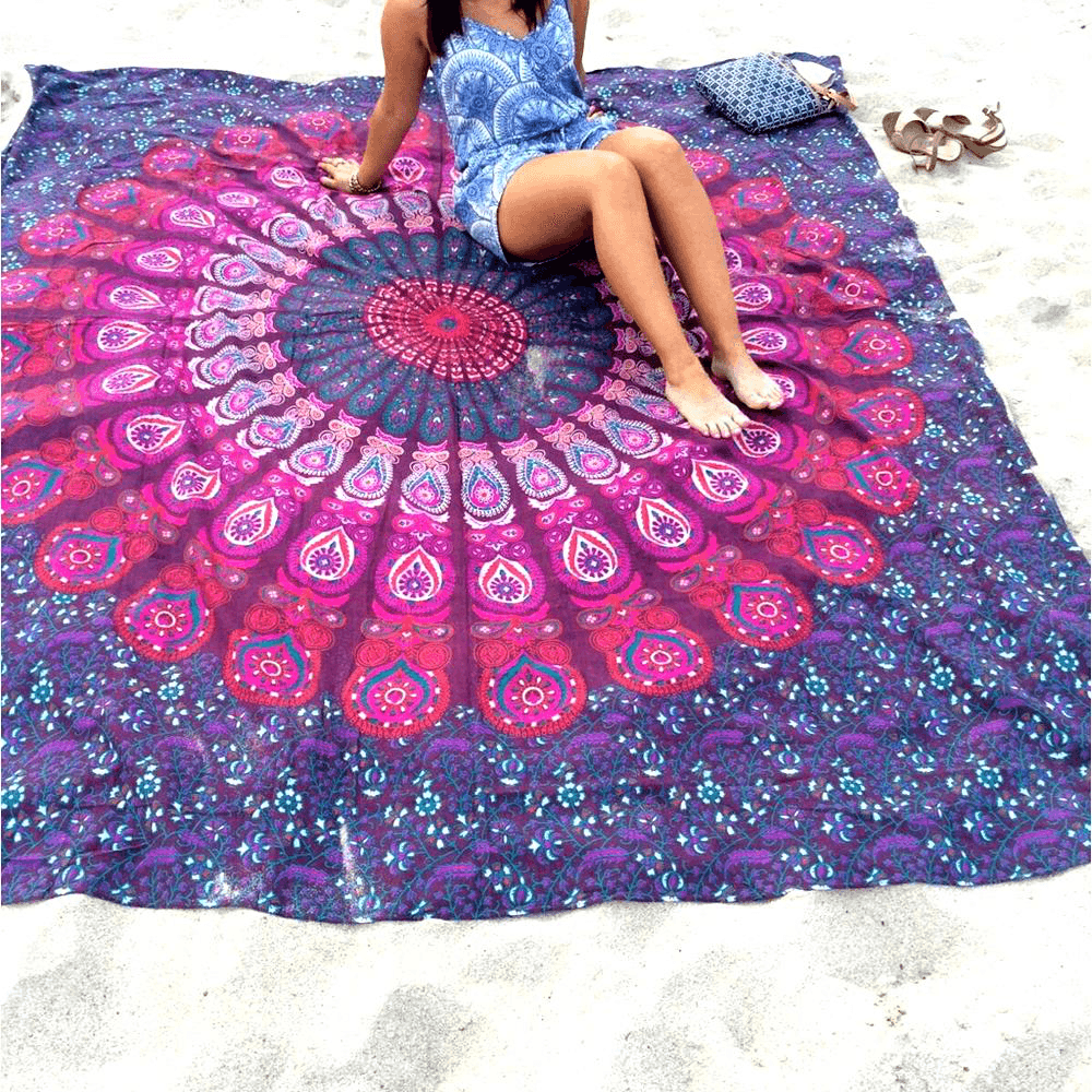 Honana WX-99 New 150X210Cm Bohemian Style Polyester Fiber Beach Towel Mat Tapestry Mandala Rectangle Bed Sheet - MRSLM