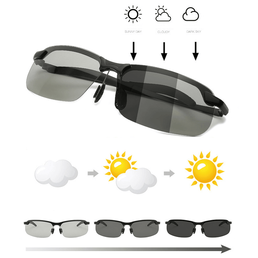 Sunglasses Day and Night Dual Use Color-Changing Glasses Night Vision Driving Fishing Glasses - MRSLM