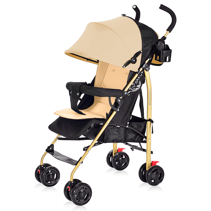 Folding Baby Stroller 100-175° Adjustable Anti-Uv Panel Canopy 4-Wheels Kids Pushchair for 0-3 Years Old - MRSLM