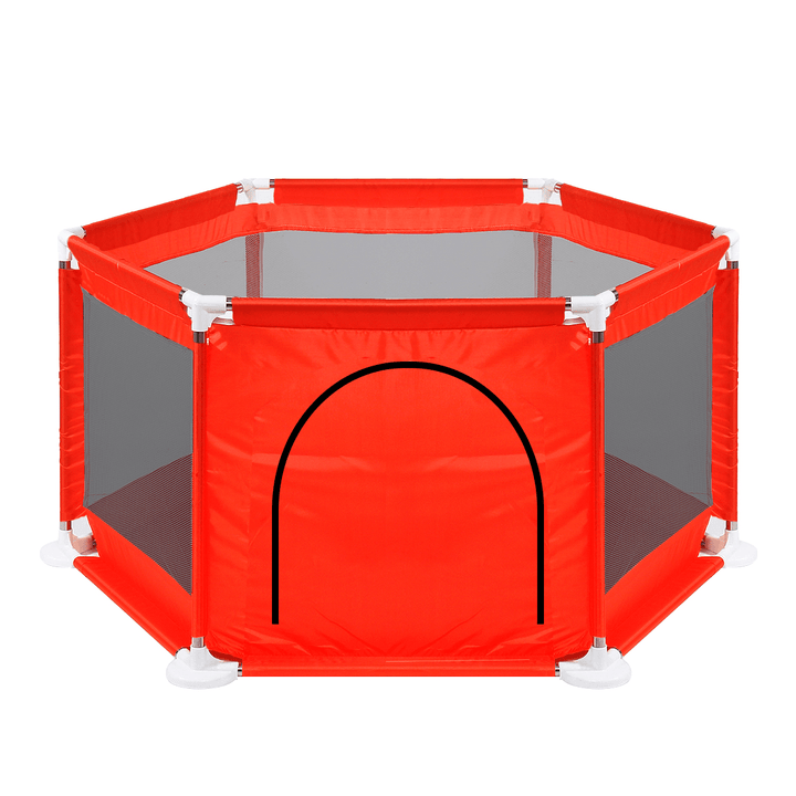 70X66Cm Outdoor Travel 6 Sided Kids Playpen Baby Playing House Interactive Children Toddler Room Play Mat with Safety Gate - MRSLM