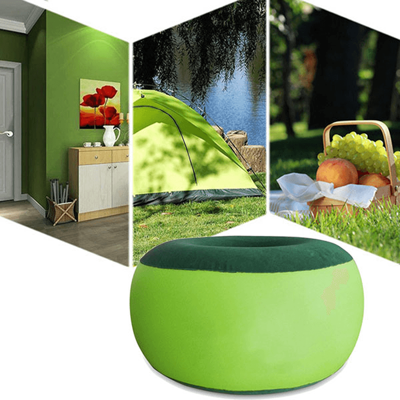 Portable Inflatable Chair Outdoor Plush Pneumatic Stool Bean Bag round Shape Home Furniture - MRSLM