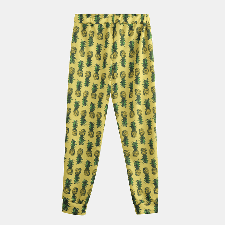 Men Pineapple Printed Hawaiian Style Cotton Casual Pants - MRSLM