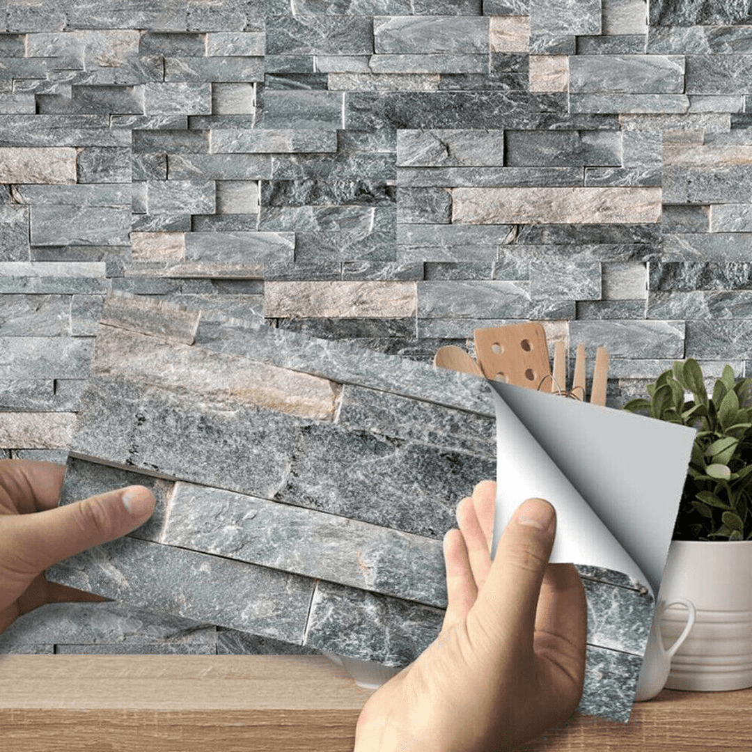 9Pcs Kitchen Tile Stickers Mosaic Wall Paper Bathroom Self-Adhesive Decor Home DIY - MRSLM