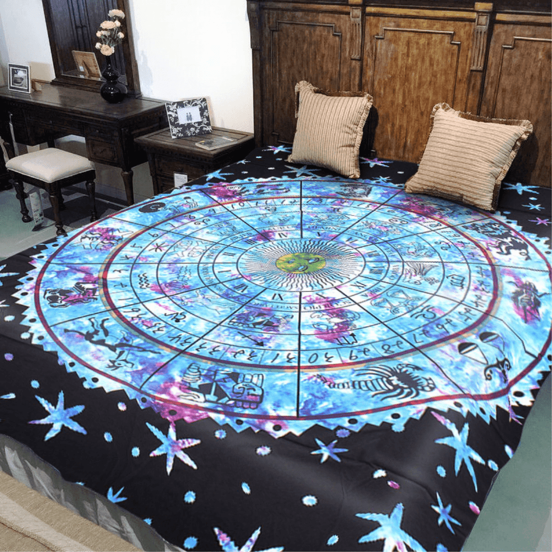 Zodiac Indian Fshion Tapestry Wall Hanging Bohemian Bedspread Art Decor - MRSLM