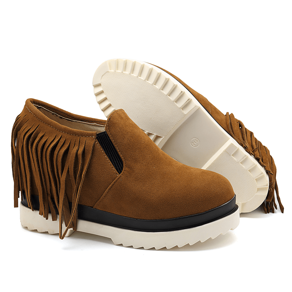 Tassel Slip on Wedges Platform Comfortable Ankle Boots - MRSLM