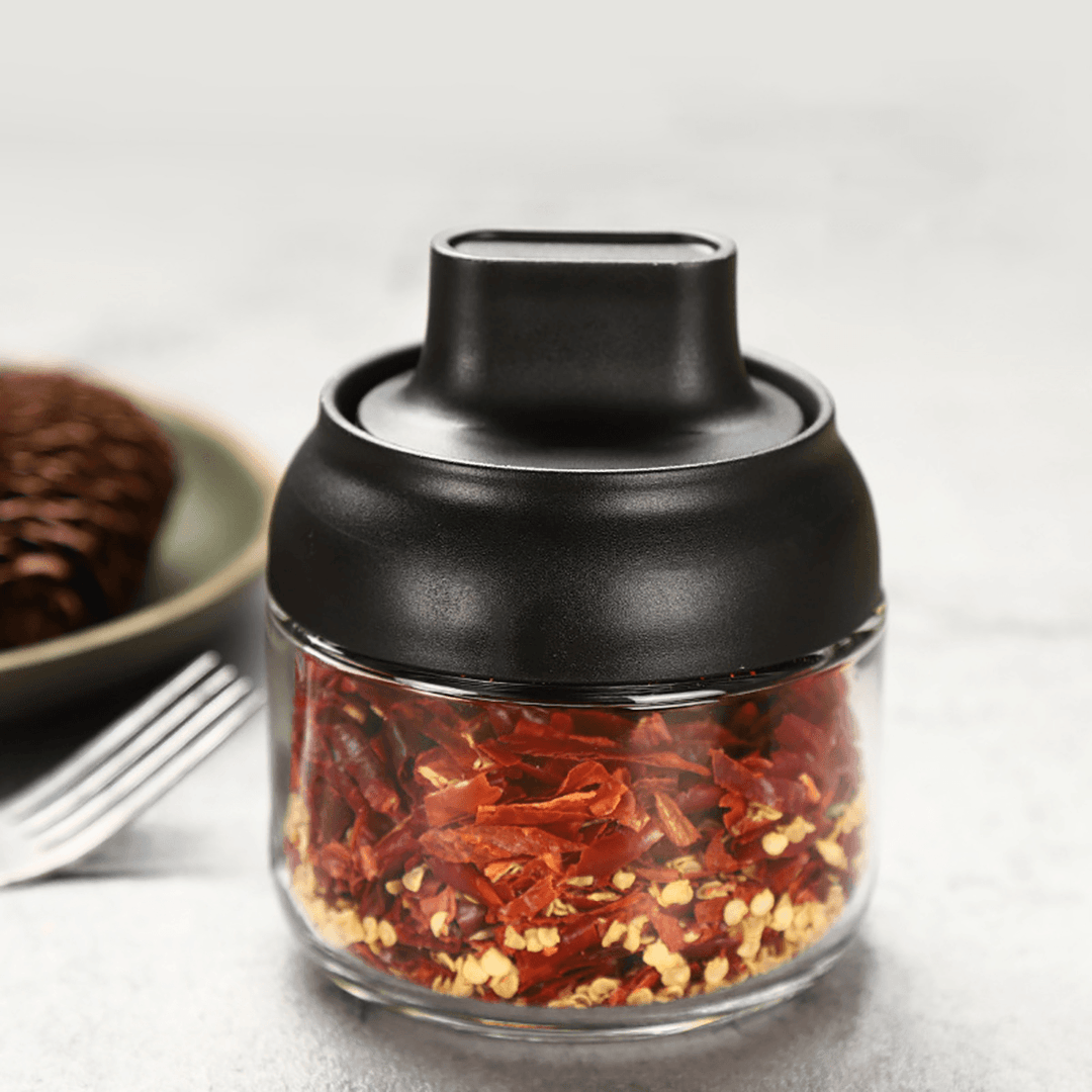 280ML 2-In-1 Glass Spice Jars Large Capacity Kitchen Seasoning Organizer Airtight Leakproof Herbs Bottle with Label Paper - MRSLM