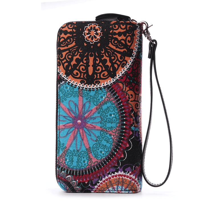 Women Canvas Bohemian Long Wallet Muti-Slot - MRSLM