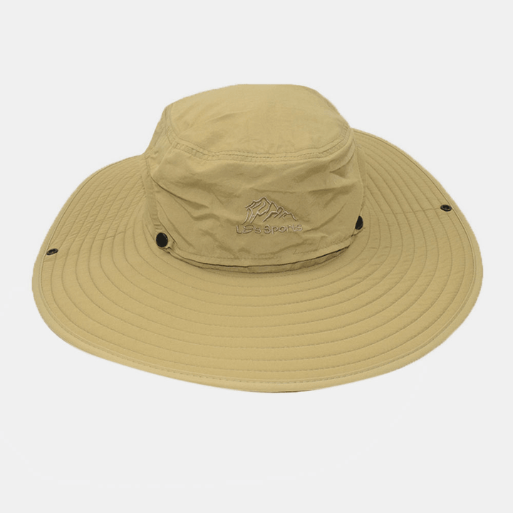 Men Summer UV Protection Wild Big Brim 12 Centimeters Visor Adjustable Sun Hat Bucket Hat for Fishing Mountaineering - MRSLM