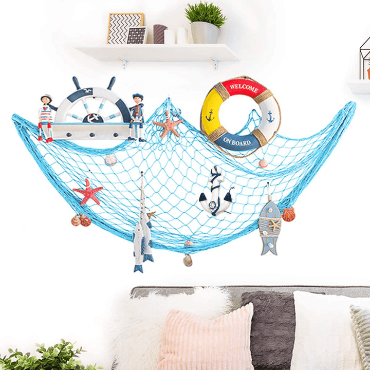 Mediterranean Style Fishing Decorative Nets Background Wall Decor for Bar Home - MRSLM