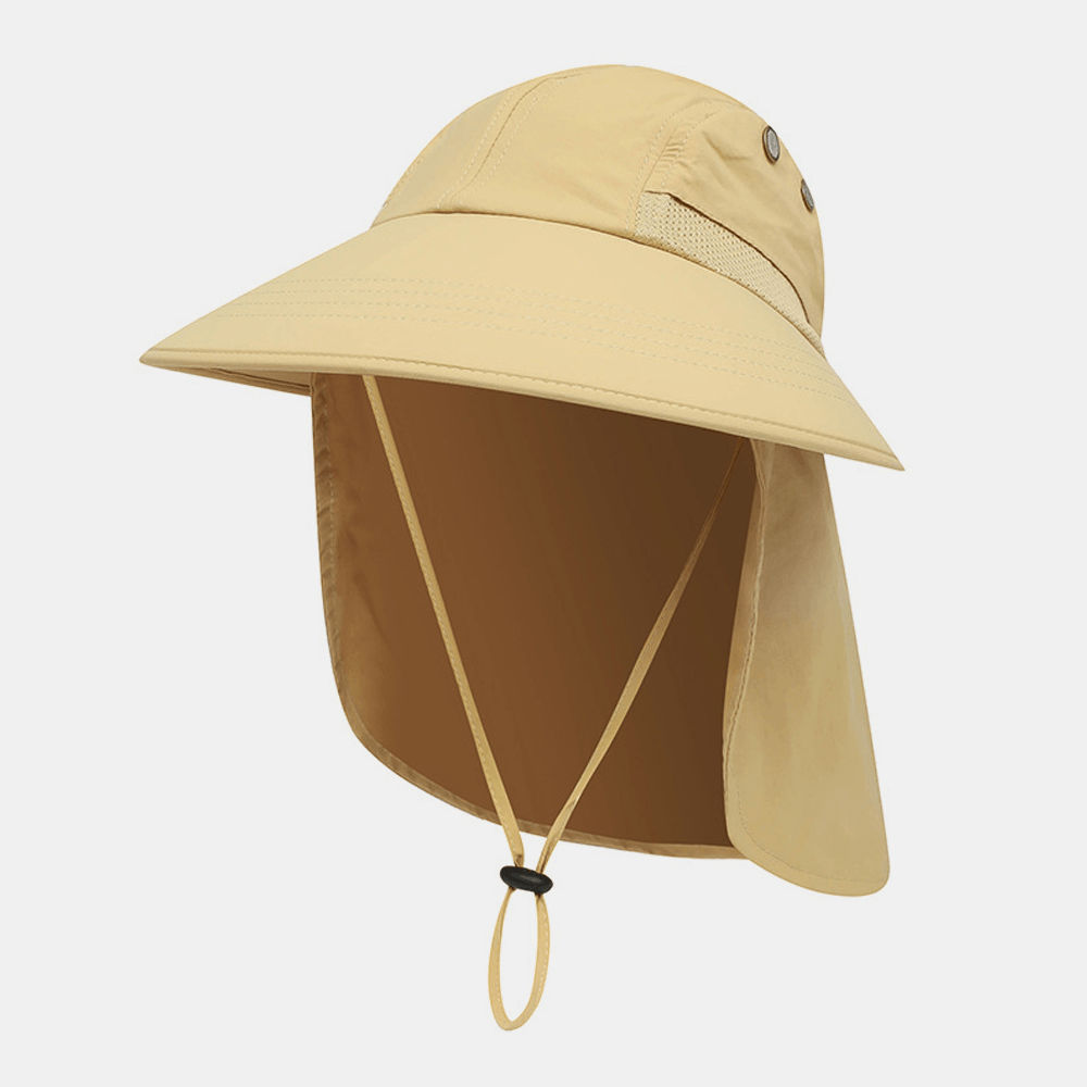 Unisex Nylon Solid Color Adjustable Summer Outdoor Sunshade Fishing Climbing Hat Breathable Bucket Hat - MRSLM