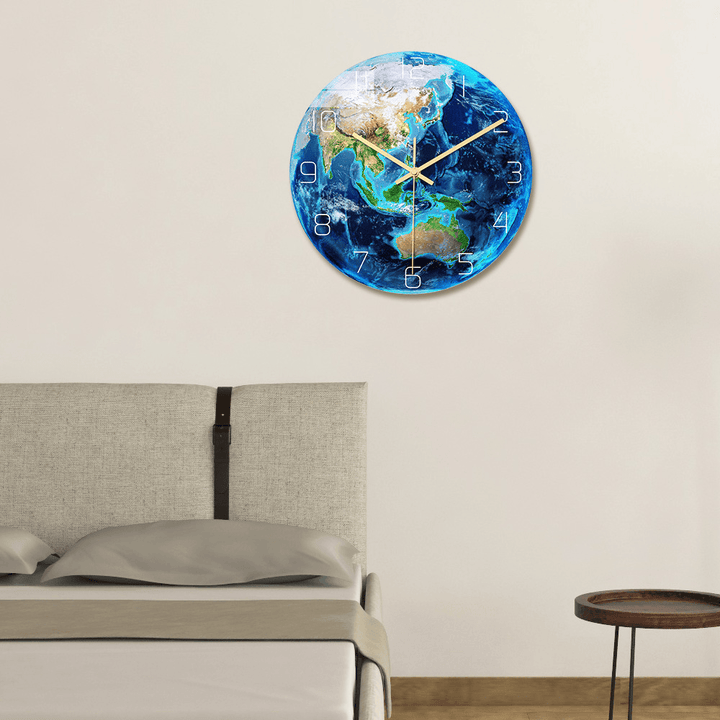 CC087 Creative Asia Luminous Earth Wall Clock Mute Wall Clock Quartz Wall Clock for Home Office Decorations - MRSLM