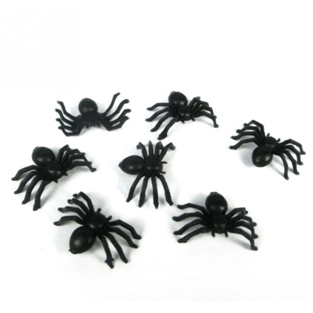 Black /White Luminous Spider Halloween Mini Plastic Joking Birthday Toys Realistic Small Plastic Spider DIY Decoration - MRSLM