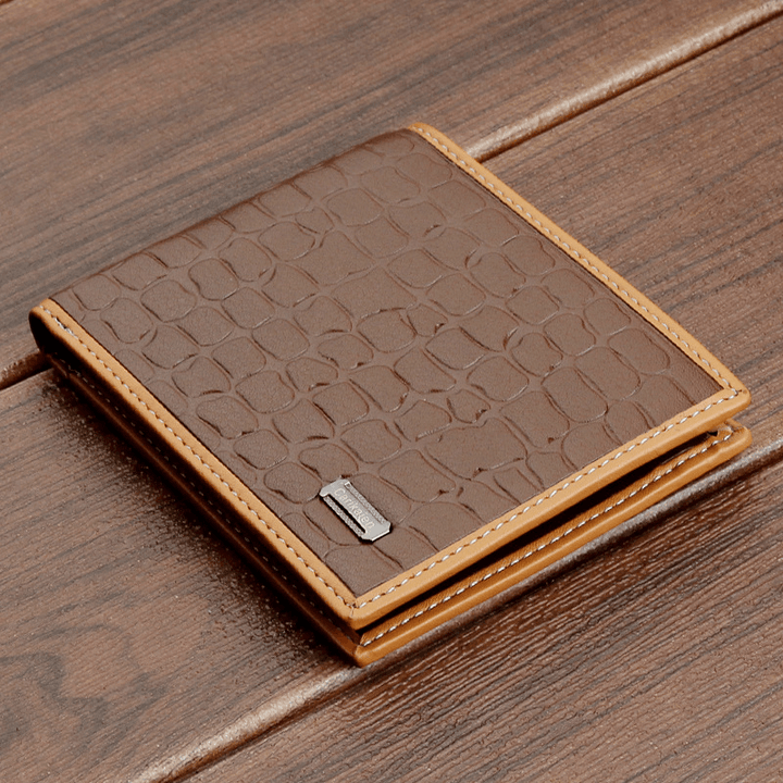 Men Faux Leather Business Casual Bifold Multi-Slot Card Holder Wallet - MRSLM