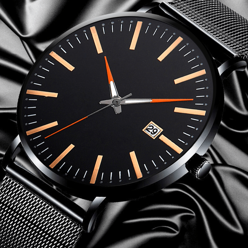 Fashion Casual Men Business Watch Decorated Alloy Strap Pointer Calendar Quartz Watch - MRSLM