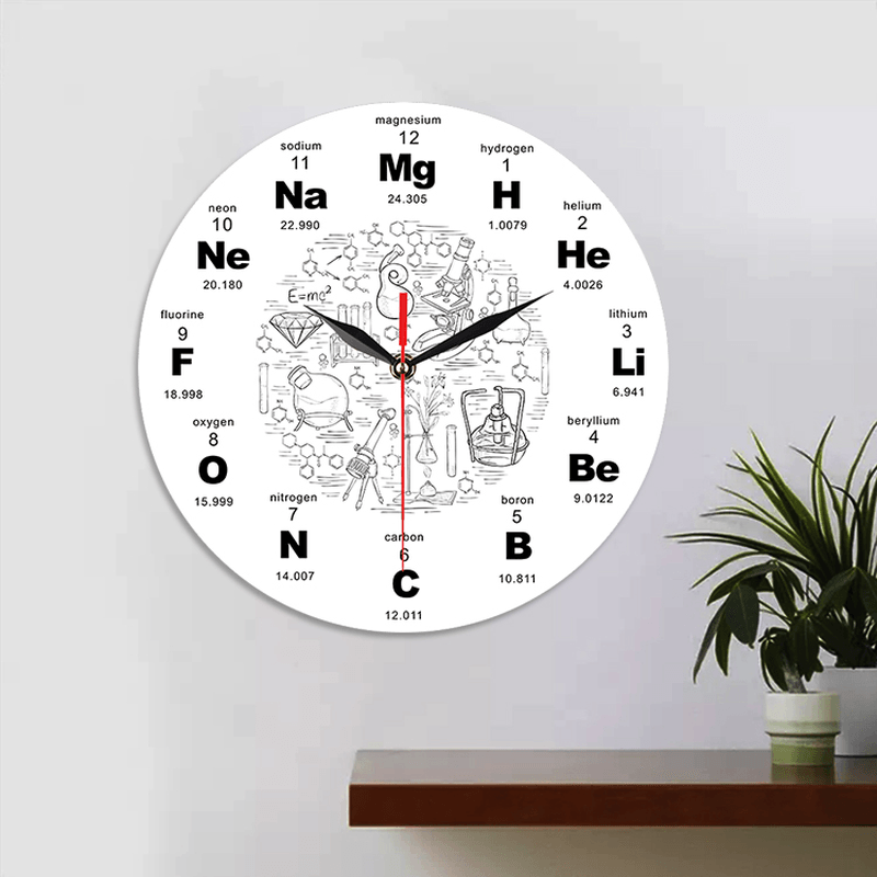 Emoyo ECY025 Chemical Element Table Wall Clock 3D Wall Clock for Home Office Decorations A - MRSLM