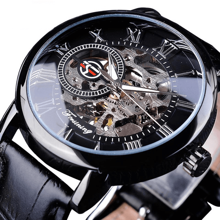 Forsining GMT838 3D Hollow Engraving Design Luminous Display Fashion Men Automatic Mechanical Watch - MRSLM