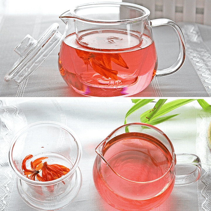 500ML Heat-Resistant Glass Filter Three-Piece Vertical Flower Teapot - MRSLM