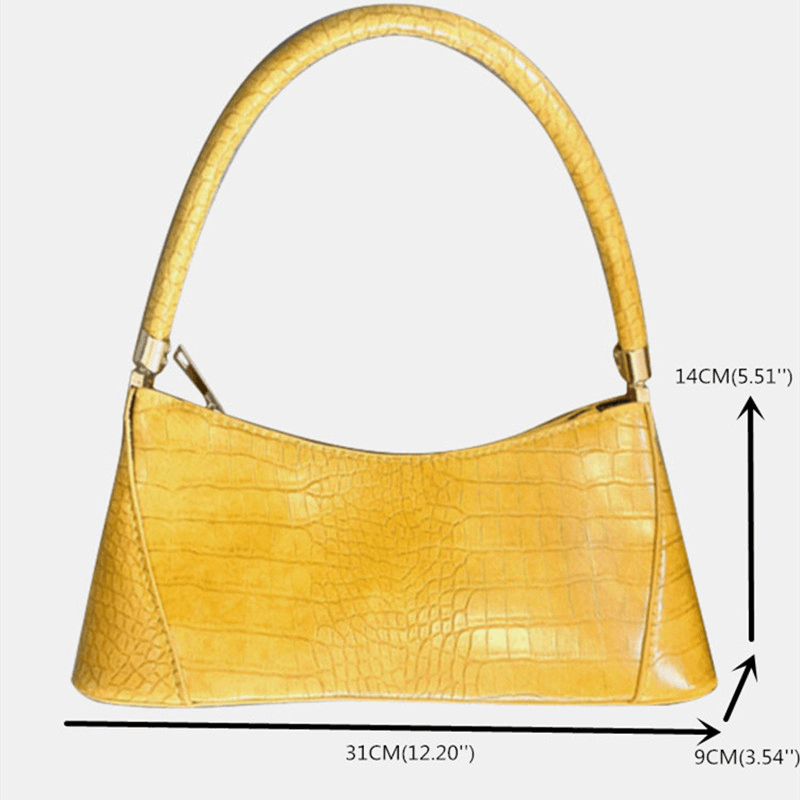 Women Solid Crocodile Pattern Satchel Shoulder Bag - MRSLM