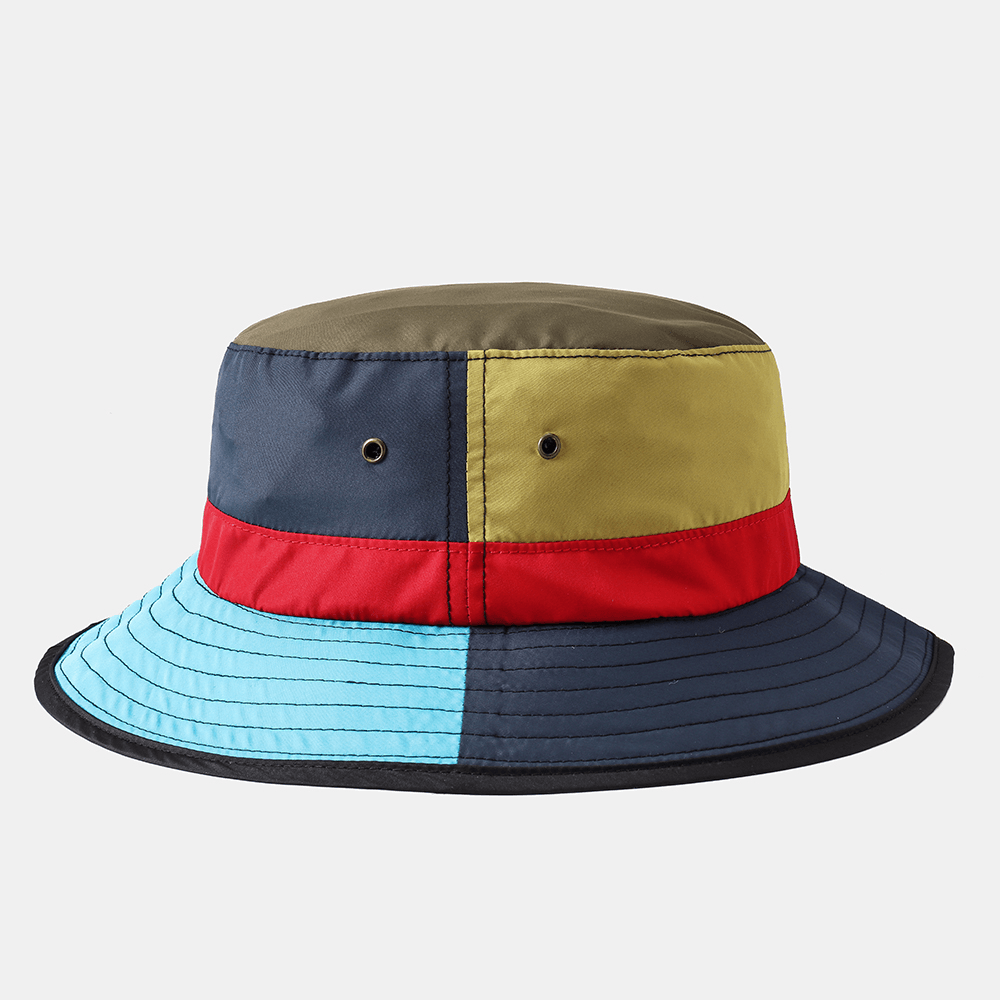 Collrown Multicolor Stitching Fisherman Hat Waterproof Breathable Cap Bucket Hat - MRSLM