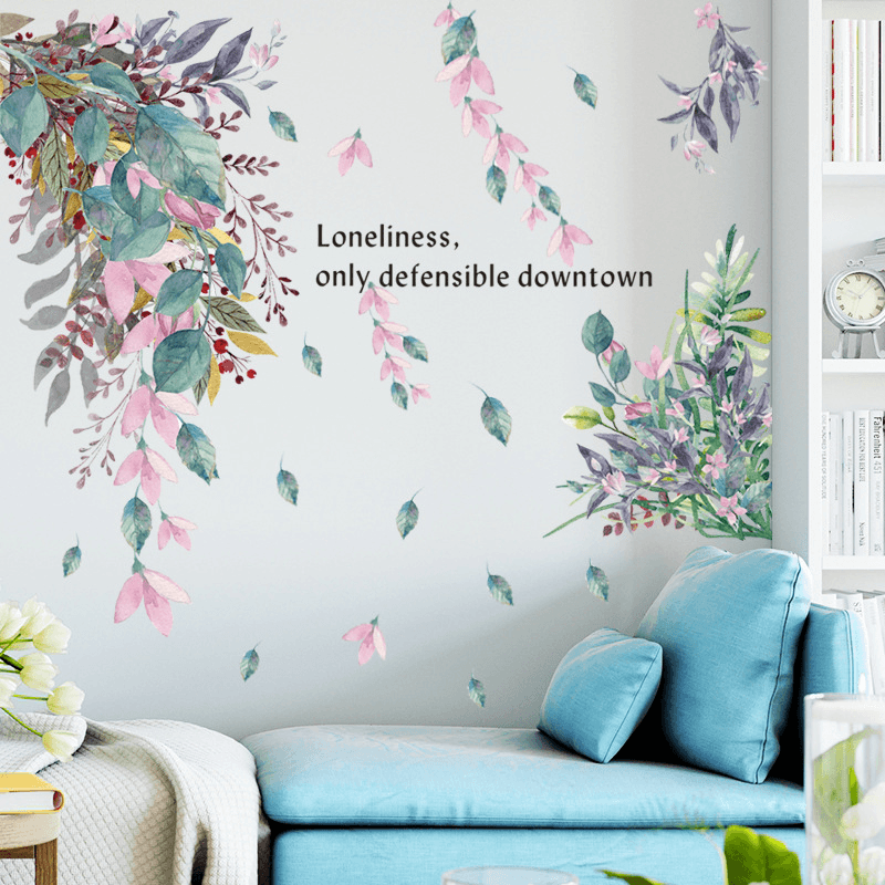 Green Leaves Creative Wall Stickers for Bedroom Living Room Dining Room Kitchen Kids Room DIY Vinyl Wall Decals Door Murals - MRSLM