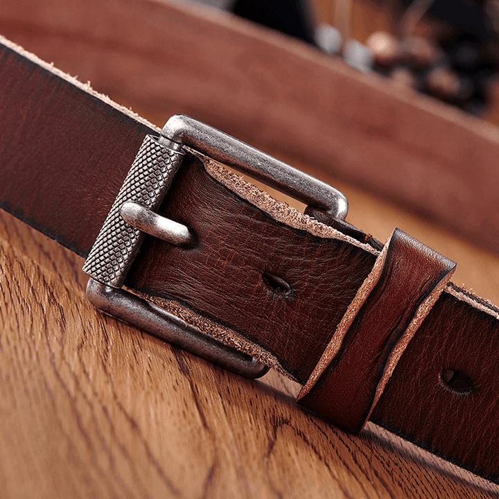 Genuine Leather Men'S Belt Casual Waistband Waist Strap Smooth Pin Retro Belt - MRSLM