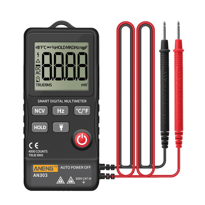 ANENG AN303 Mini True Rms Digital Multimeter 4000 Display DC/AC Voltmeter Tester Capacitance NCV Ohm Resistance Hz Test Car - MRSLM