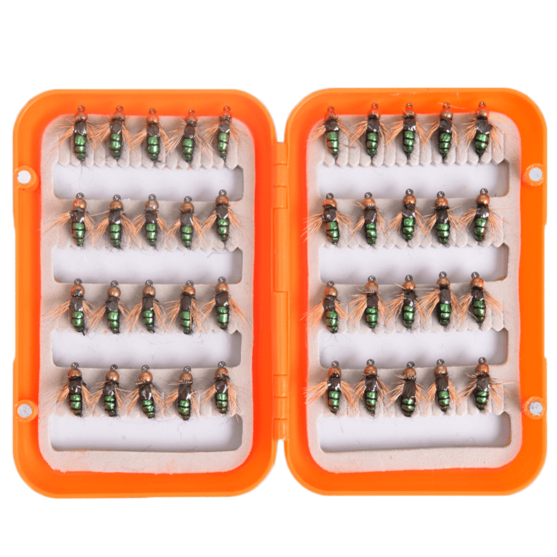 LEO 40Pcs/Lot Fly Fishing Lure Set Artificial Bait for Pesca Fish Fishing Hooks Tackle with Box - MRSLM